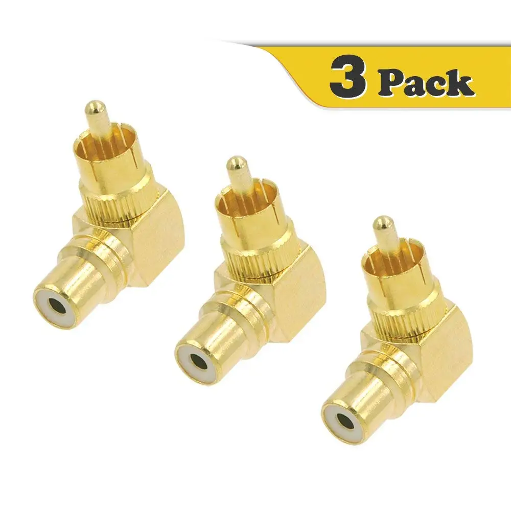 

LBSC 3-PACK RCA Male to Female 90 Degree Right Angle Adapter