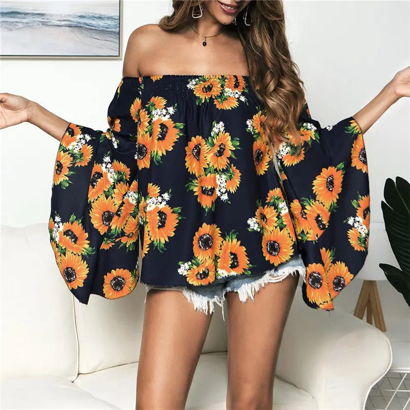 New Women Summer Plus Size Flower Print O-Neck Button Long Sleeve Linen Top T-Shirt Blouse Shirt Elegant Fashion New Tops #4R03 (11)