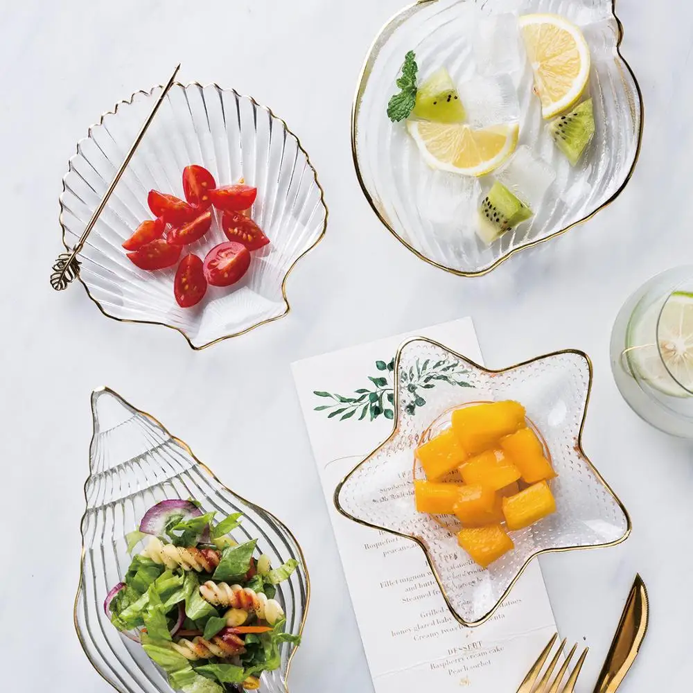 

MDZF SWEETHOME Transparent Glass Salad Bowl Rice Soup Bowl Dessert Snack Fruit Vegetable Gold-edged Bowl