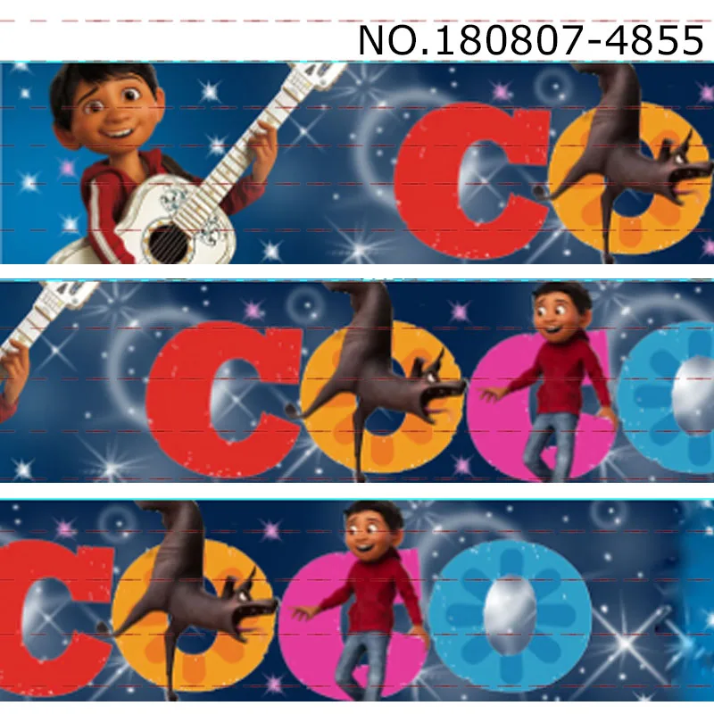 180807-4855 10 метров-разных размеров-мультфильм 'Coco' печатных Grosgrain ленты-Милашка мультфильм лента - Цвет: 180807-4855