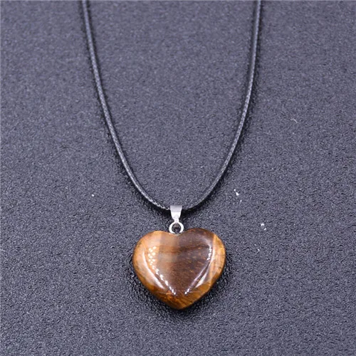 HONEYYIYI ожерелье s& Подвески натуральный камень любовь сердце кулон ожерелье для женщин лучшие подарки модные украшения - Окраска металла: 1