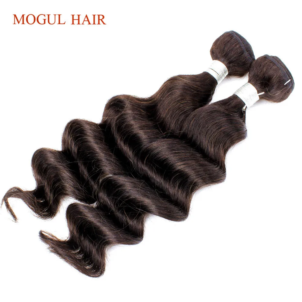 MOGUL HAIR Dark Brown Color 2 Brazilian Loose Deep Wave Hair 2/3 Bundles With Closure 12-24 inch Remy Human Hair Weave MOGUL HAIR Dark Brown Color 2 Brazilian Loose Deep Wave Hair 2/3 Bundles With Closure 12-24 inch Remy Human Hair Weave
