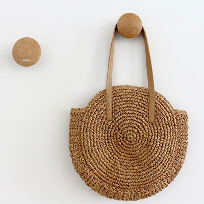 Round Straw Beach Bag Vintage Handmade Woven Shoulder Bag Raffia circle Rattan bags Bohemian Summer Vacation Casual Bags Round Straw Beach Bag Vintage Handmade Woven Shoulder Bag Raffia circle Rattan bags Bohemian Summer Vacation Casual Bags