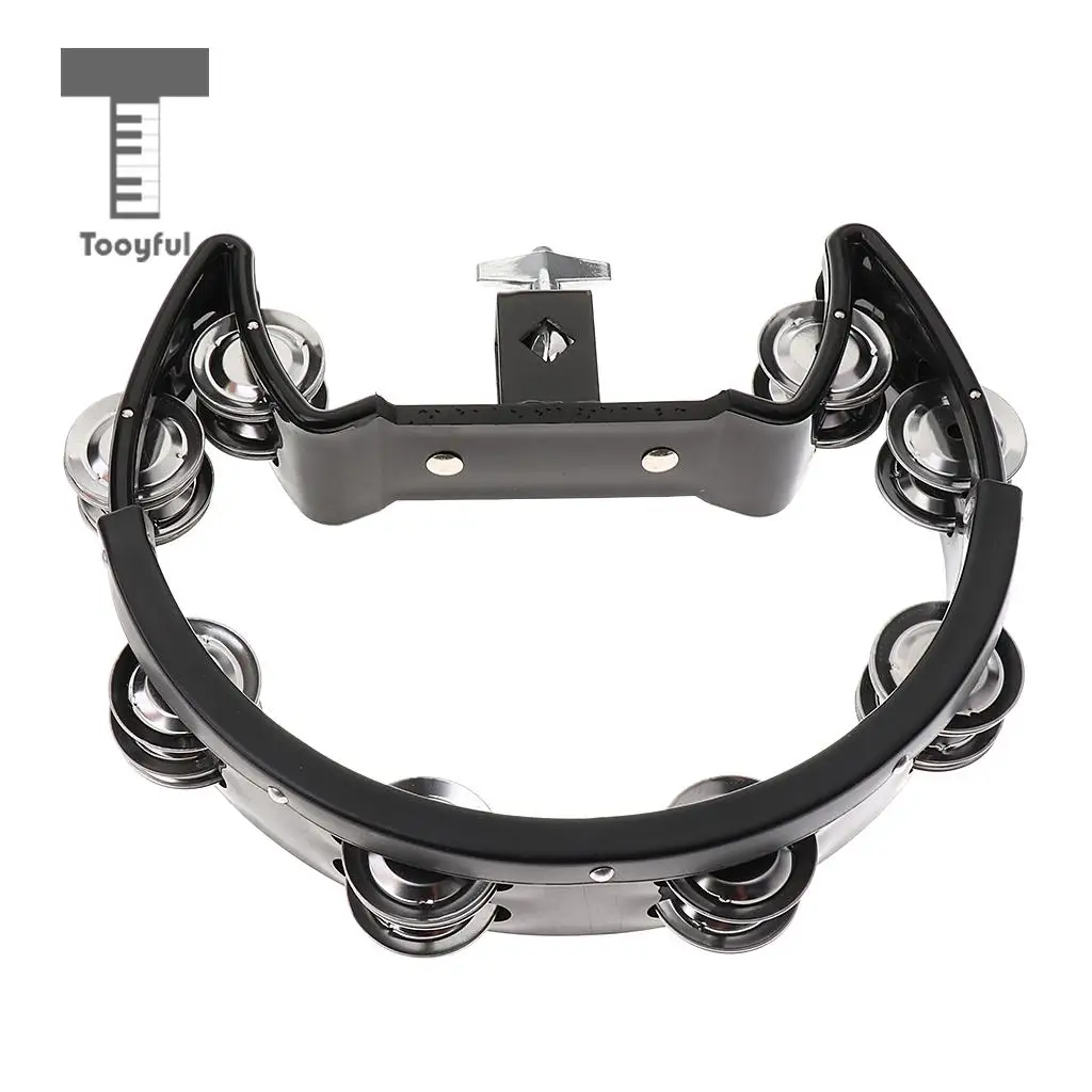Tooyful Music Rattle Tambourine Handbell Shaker with 4 Pairs of Stainless Steel Jingles for Precussion Accompaniment 