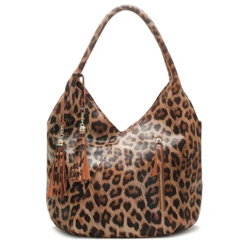 

100% Genuine Leather Casual Style Sexy Leopard Real Soft Cowhide Handbags For Women Free Shipping B1430
