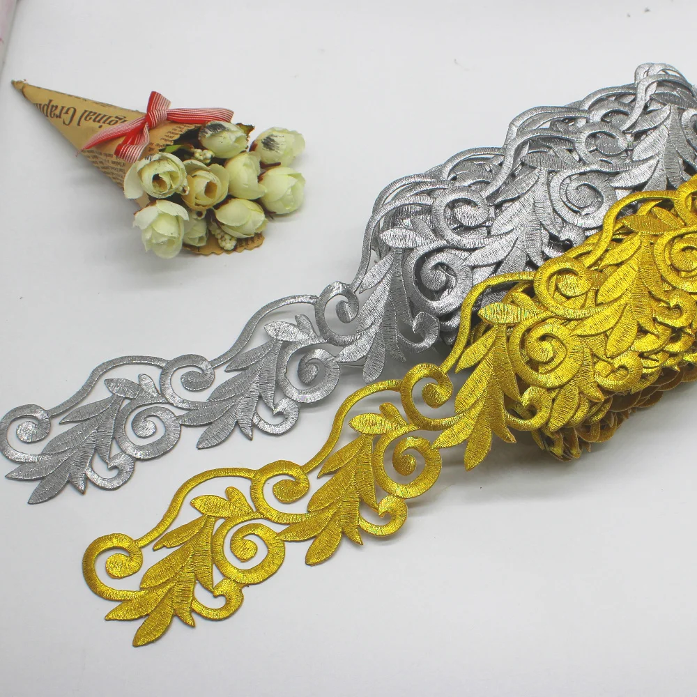 

YACKALASI 3 Yards Gold Embroidered Lace Cosplay Costume Braid Appliqued Lace Iron on Ribbon 6.5cm Wide