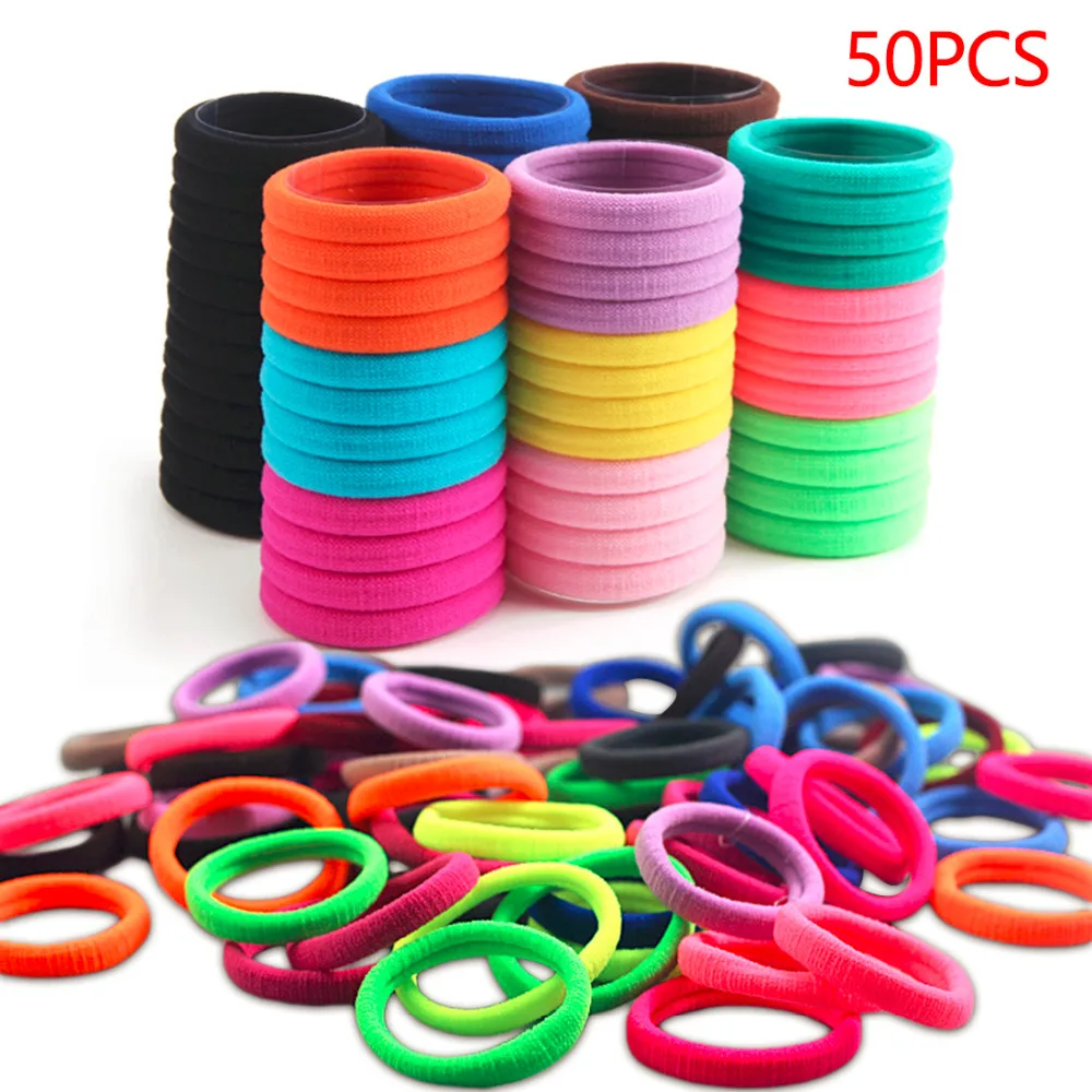 50pcs/lot Elastic Hairband For Girls Ponytail Holders Gum Hair