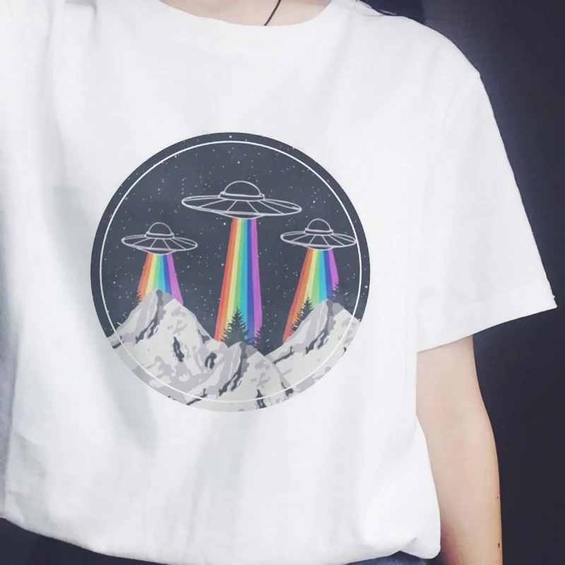 

Aesthetic Views Print T-shirt for Women Short Sleeve 100%cotton Starry Sky Waves Vintage Tumblr Korean Clothing Tee Shirt Femme
