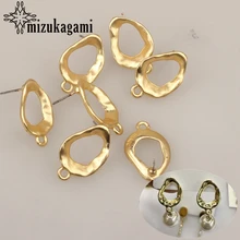 21*14 мм, 6 шт./лот, цинковый сплав, золото, полые, овальные серьги, основа, разъем для сережек, для DIY, модные серьги, аксессуары