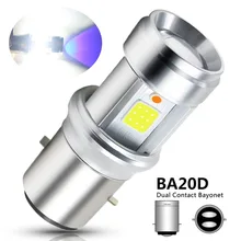 1pcs Motorcycle LED Headlight BA20D COB LED Glass Lens Bulbs High/Low Fog Lamp White + Blue Light DC 9-18V 3000LM Super Bright