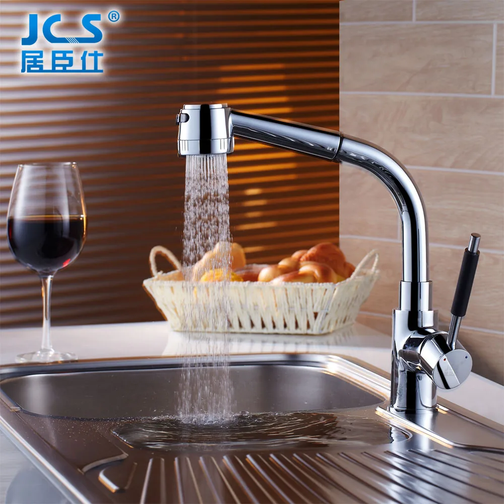 Pull type kitchen faucet copper cold vegetable washing basin faucet rotatable telescopic sink faucet
