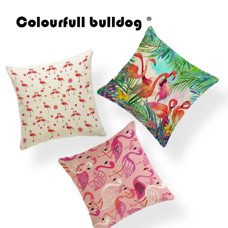 

Pink Flamingo Cushions Geometric Polka Dot Party Cover Pillow Bookcase Home Decorative Throw Pillow Small Linen Personalized