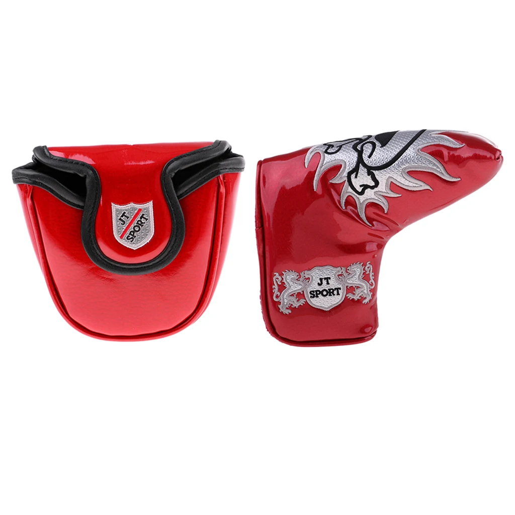 2X Semicircle Waterproof Premium PU Golf Mallet Putter Head Cover Headcover & Magnetic Closure - Cool Funny Skull Pattern