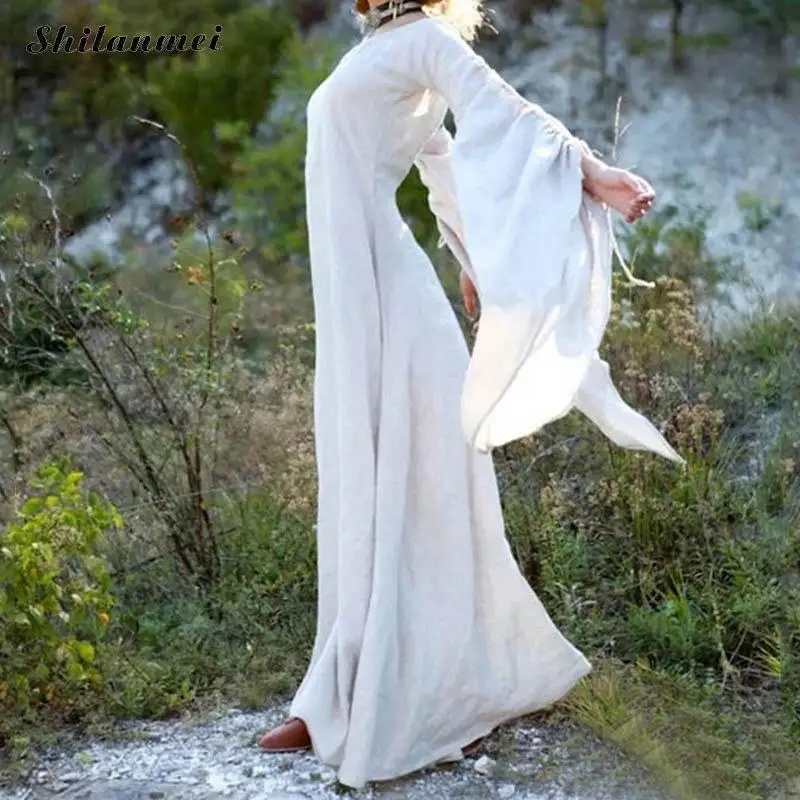 Классическое женское винтажное платье средневековое принцессы Ренессанс Макси платье готическое винтажное летнее Ретро Вечерние Длинное платье размера плюс - Цвет: white