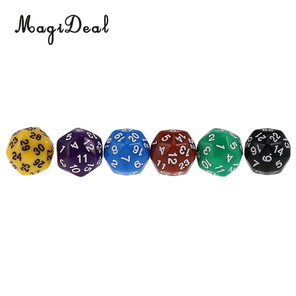 MagiDeal хит продаж 6 шт жемчужные/Непрозрачные многосторонние D24 или D30 кубики для D &