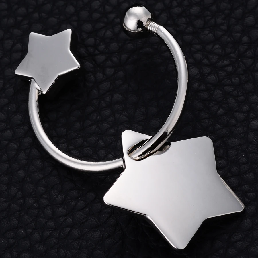 

Novelty Trinket Five-pointed Star Keychains Alloy Keyring Charm Jewelry Creative Semicircle Earhook Key Holder Friends Gift J048