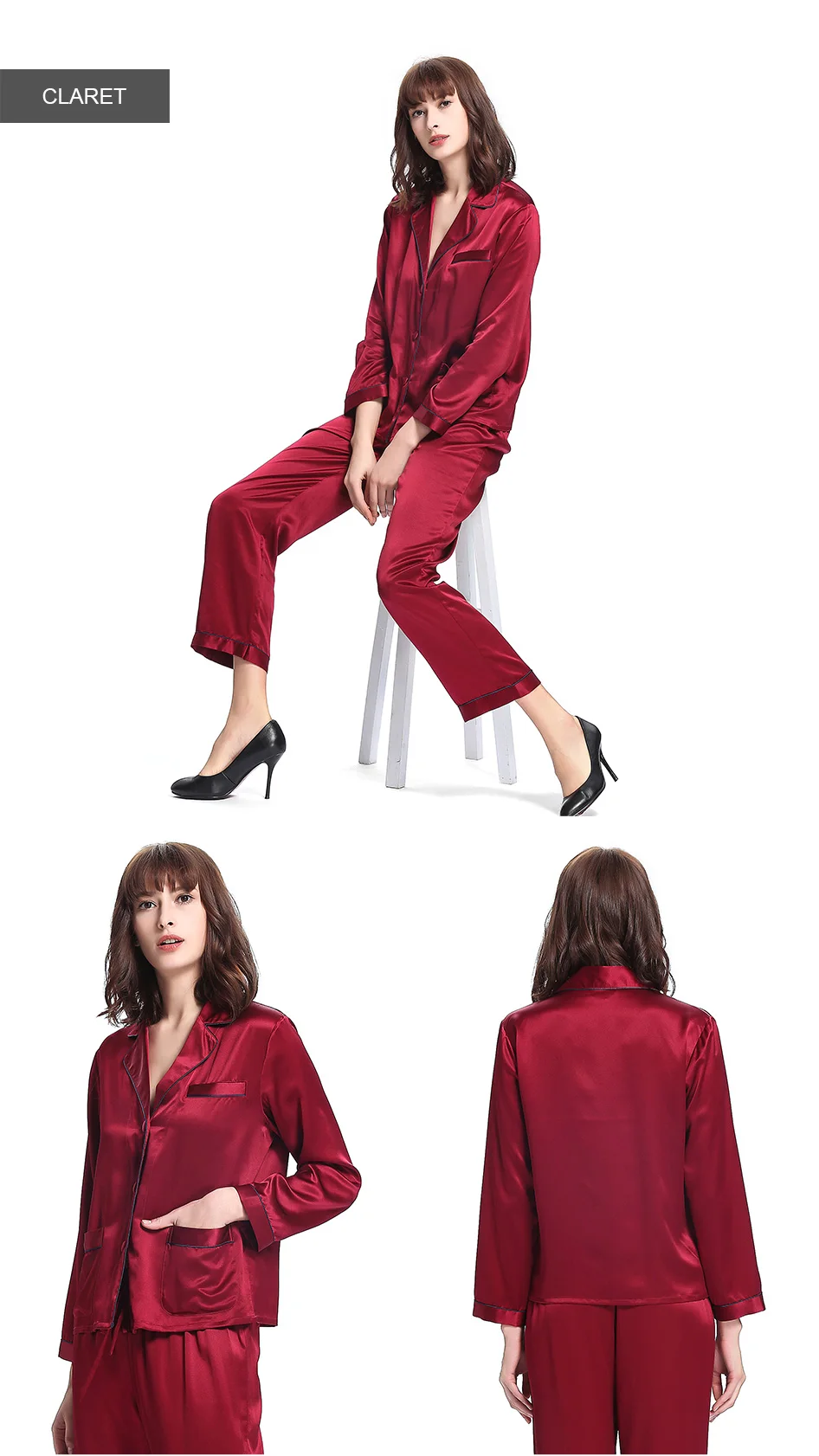 LilySilk пижама женская шелковая костюм комплект домашняя одежда для женщин шелк 22 Momme отделкой пуговицы отложным воротником Мягкий уход за кожей