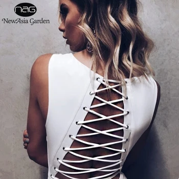 

NewAsia Garden Sexy Bodysuit Backless Lace Up Bodysuits Rompers Women Jumpsuit Body Feminino Girls Playsuit 2018 Femme Overalls