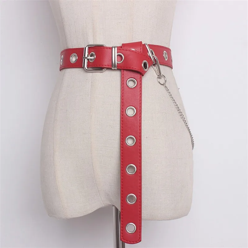 Newest Design Detachable Waist Belt Chain Punk Hip-hop Trendy Women Belts Lady Fashion silver Pin Buckle leather Waistband Jeans - Image 3