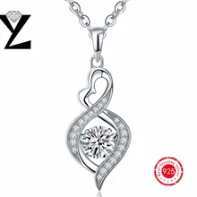 100% 925 collares de plata de ley para las mujeres con cadena de eslabones de plata baile aaa Cubic Zirconia colgante mejor regalo