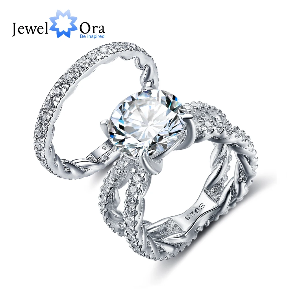 Luxury Wedding Jewelry 12mm 6 5 CT Hearts And Arrows Round Cubic Zirconia 925 Sterling Silver