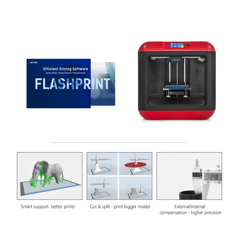 3d принтер FlashForge Finder Настольный WiFi 3d принтер автоматическое выравнивание съемной платформы один экструдер с 0,3 кг PLA нити