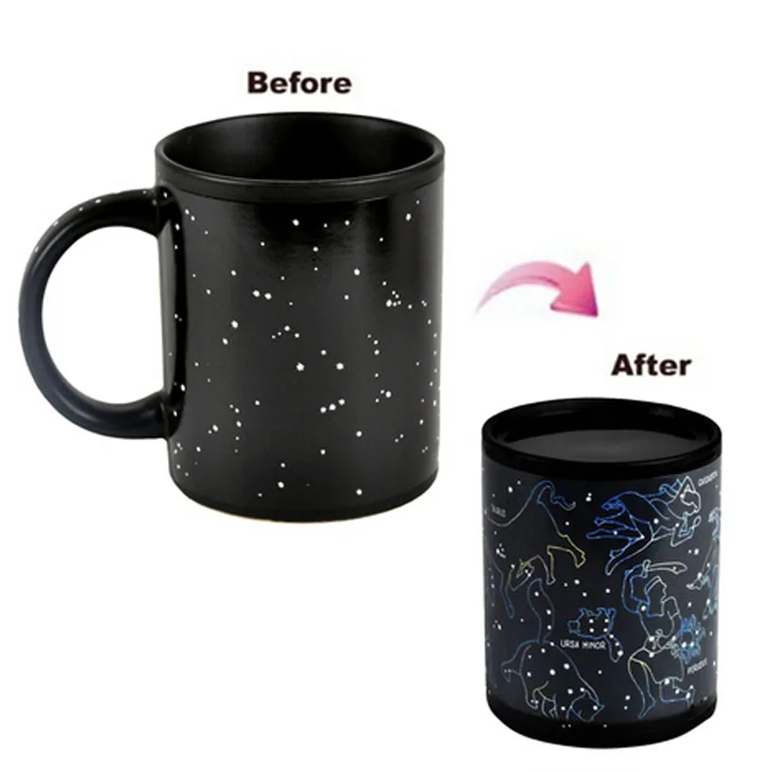 Mug Magic Cup Black Caneca Chameleon Coffee Cups 330ml Night Star Ceramic Espresso Cup Thermomug tasse