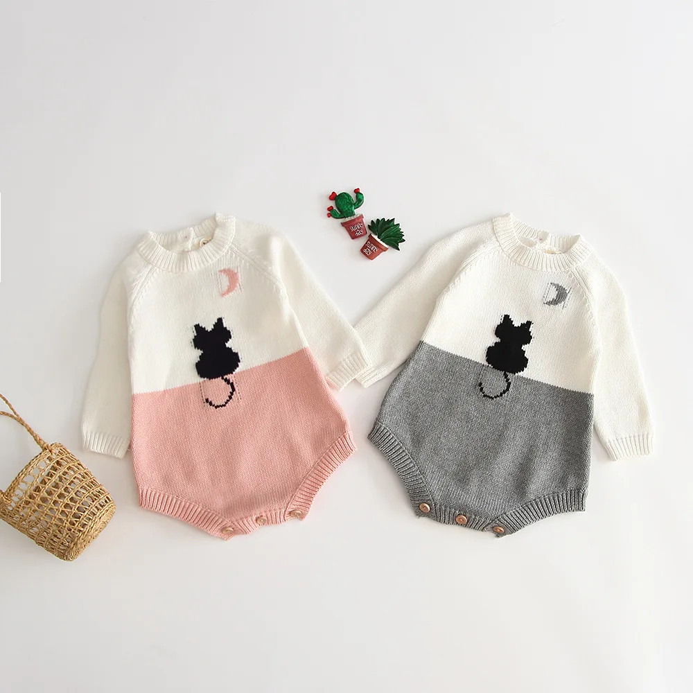 Baby Girl Body suits Knitted Conjoined Sweater Cotton Bodysuits Cute