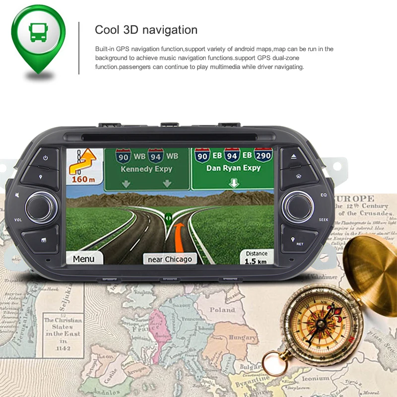 Top 7" Touch Screen Android 8.0 Car DVD For Fiat Tipo Egea 2015 2016 2017 head unit Stereo AutoRadio Video GPS Navigation BT Wifi 3