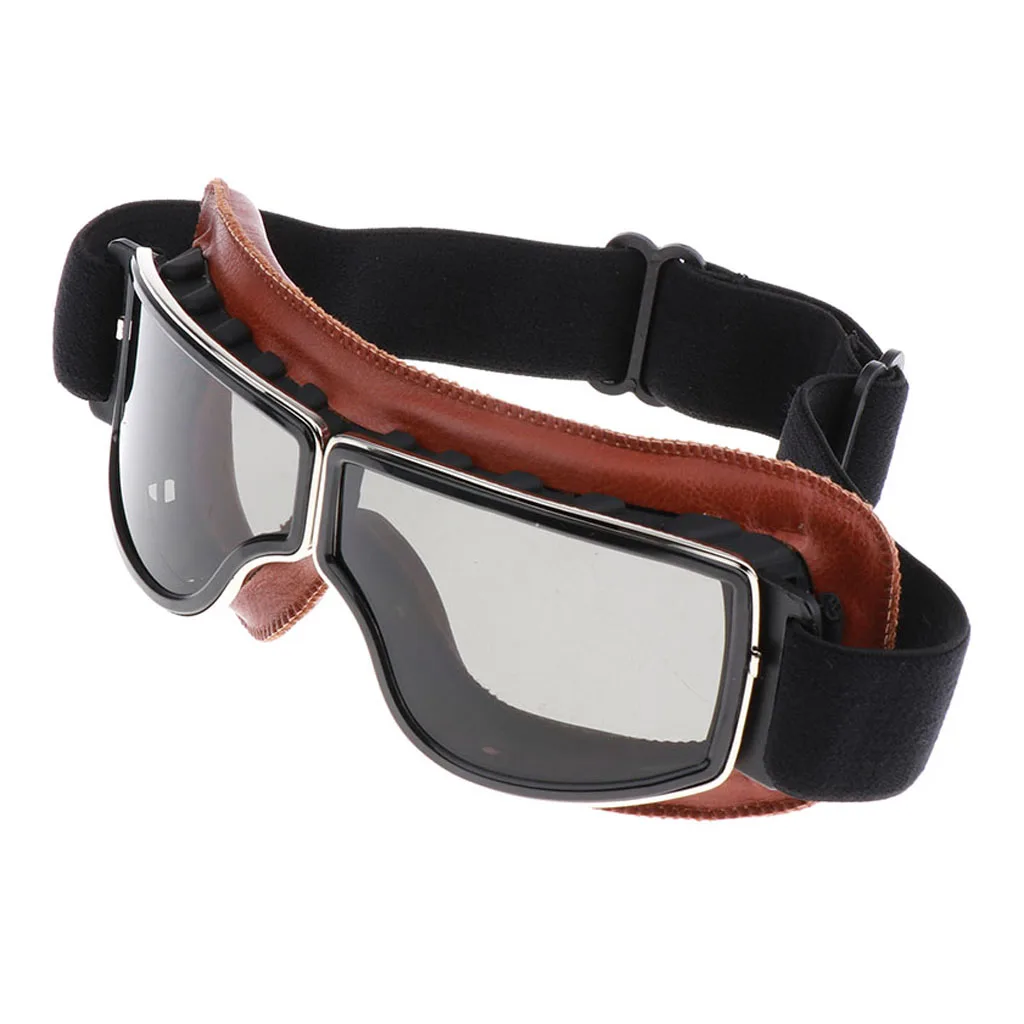 1 Pcs Universal Vintage Motorcycle Goggles Pilot Motorbike Scooter Biker Glasses Helmet Goggles For Harley ABS Frame PC Lens