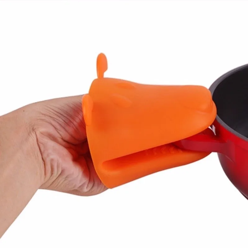 1pc Silicone Oven Glove Heat-resistant Finger Hand Clip Kitchen Doggie Shape Oven Holder Cake BBQ Baking Mitt Glove Cooking Tool (9)