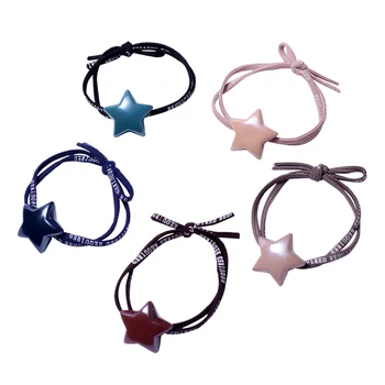 

5pcs Hair Bands for Hair Styling Elastic Hair Holder Ties Kids Girls Women Braiding Hairband Color Rubber Bands with Heart Pearl
