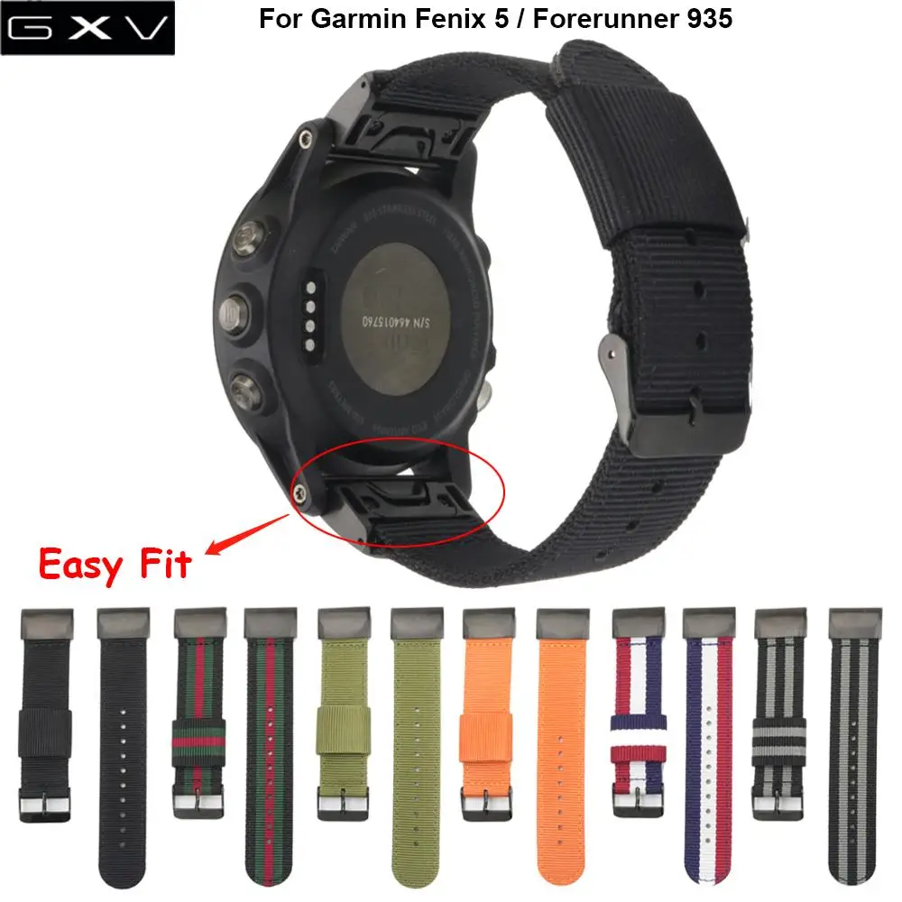 

GXV 22mm Easy Fit Nato Premium Nylon Strap Watch Band Quick Release Replacement for Garmin Fenix 5 / Forerunner 935