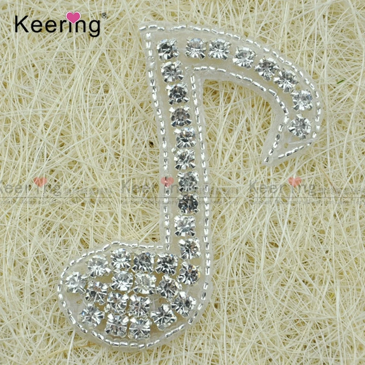 

Lovely Customized Musical Note Beaded Rhinestone Applique WRA-897