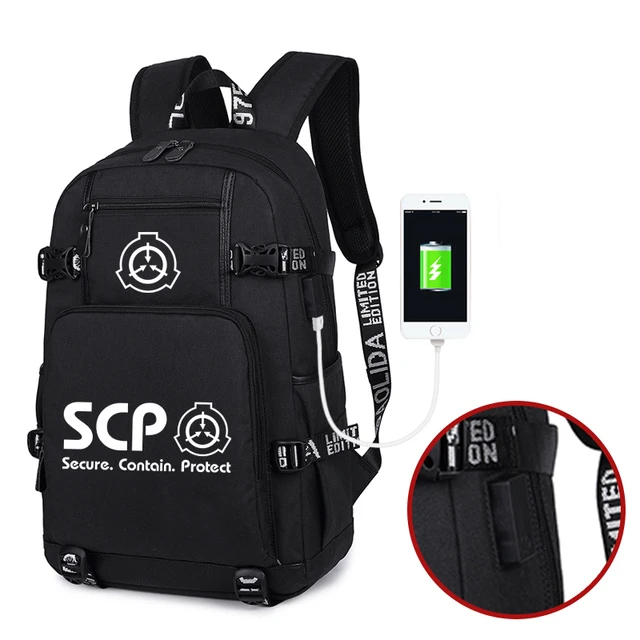 SCP Anime Luminous Backpack Bag Glow In Dark Travel Bags Cosplay Men ...