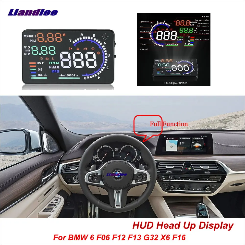 

Liandlee Car Head Up Display HUD For BMW 6 F06 F12 F13 G32 X6 F16 2011-2018 HD Projector Screen Overspeed Alert Alarm Detector