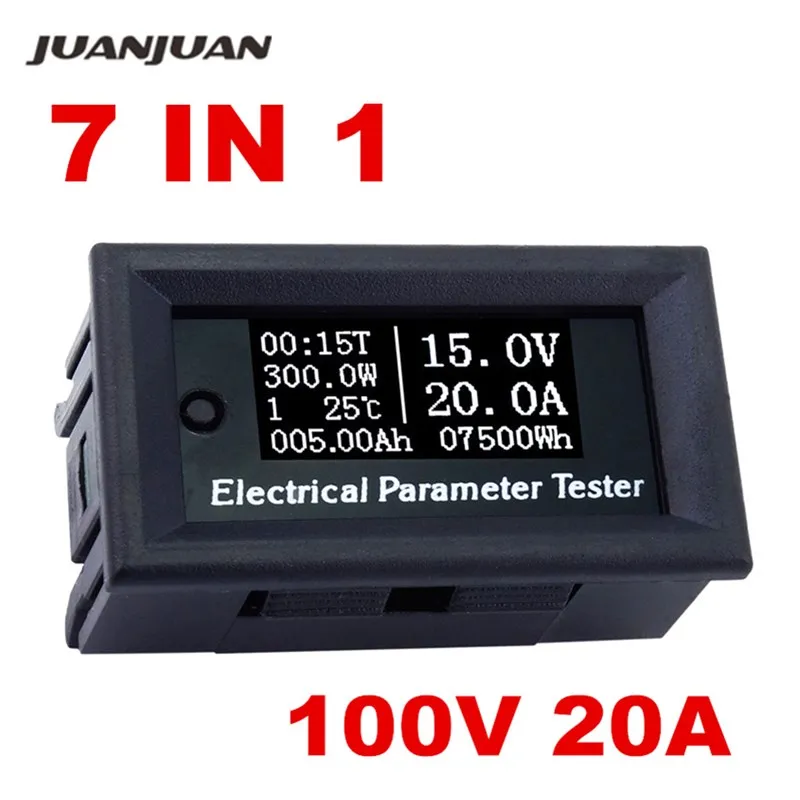7в1 OLED100v/20A Электрический измеритель напряжения, измеритель емкости во времени, вольтметр, амперметр, Многофункциональный тестер, Скидка 40%|voltmeter ammeter|voltage currentcurrent voltage tester | АлиЭкспресс