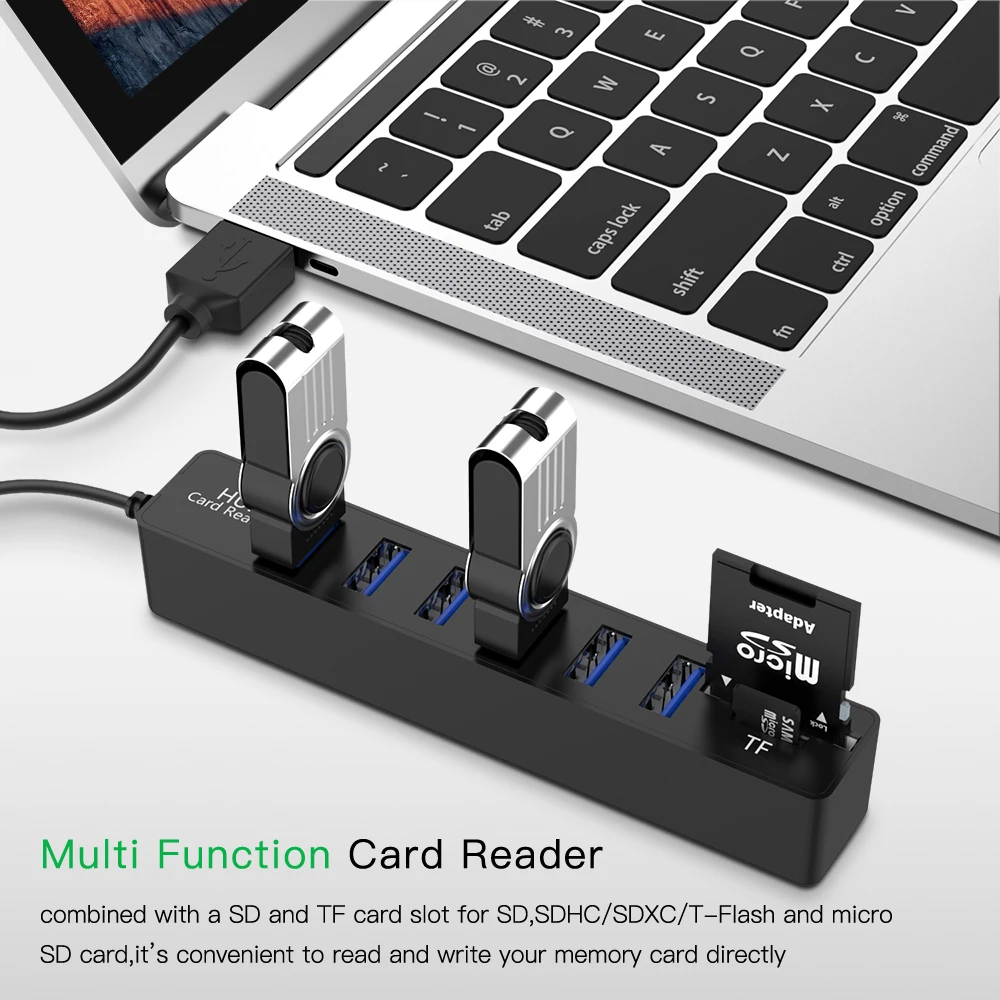 6 портов USB 2,0 HUBCombo Micro Card Reader SD/TF высокоскоростной Мульти USB разветвитель концентратор комбо все в одном для ПК Laptotop компьютер OTG