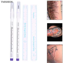 2 комплекта хирургическая Татуировка кожи Маркер ручка+ измерительная линейка микроблейдинг пирсинг Тело искусство положение инструменты постоянные принадлежности для макияжа