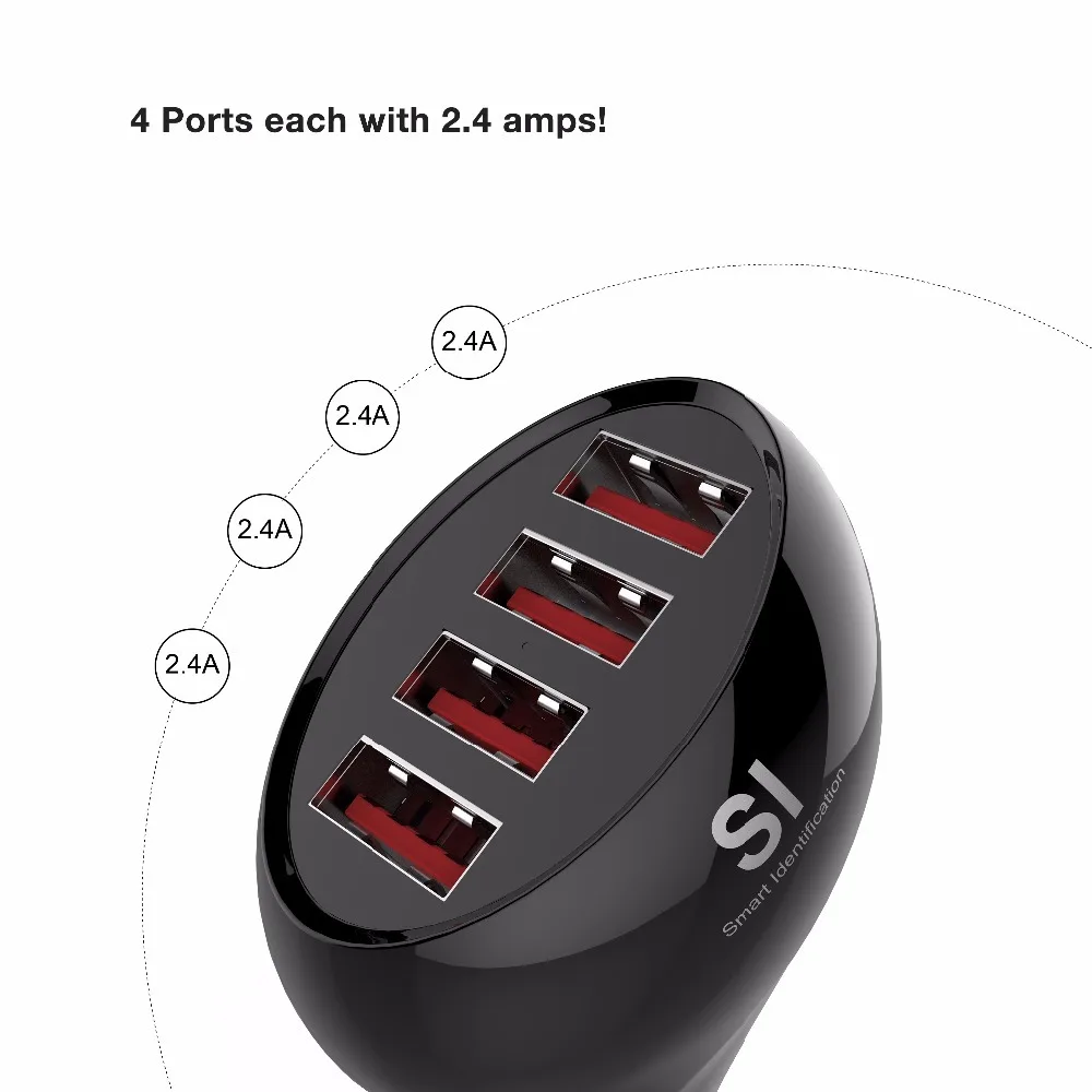 Vogek USB تهمة سيارة شاحن يو اس بي سريعة تهمة الهاتف المحمول شاحن 4 ميناء USB سريع سيارة شاحن سامسونج Xiaomi شاحن الجهاز اللوحي
