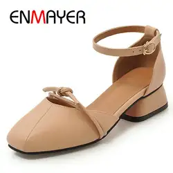 ENMAYER/классические туфли-лодочки на среднем каблуке, женская обувь, повседневная женская обувь с квадратным носком, туфли-лодочки на