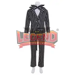 Кошмар перед Рождеством Косплей Джек Скеллингтон костюм черный полосатый костюм куртка, костюм для косплея
