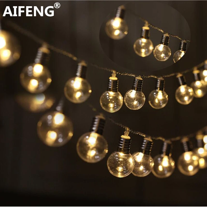 AIFENG 3 AA светодиодный Глобус на батарейках 20 лампочек, свадебная фея, сказочный светильник, садовая гирлянда, декоративный светодиодный светильник