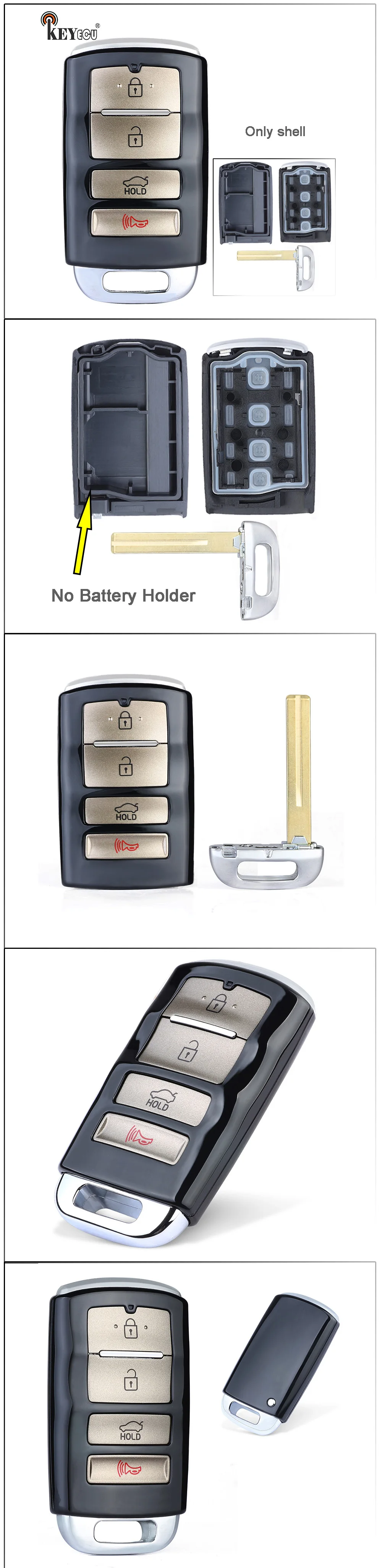 Keyforkess per Kia Cadenza 2014-2016 K900 2015-2017 Smart 3 1 4 Pulsante Di Prossimità Chiave A Distanza borsette Caso in bianco Fob Senza Supporto Della Batteria - HTB1XOWmcwaH3KVjSZFjq6AFWpXaf