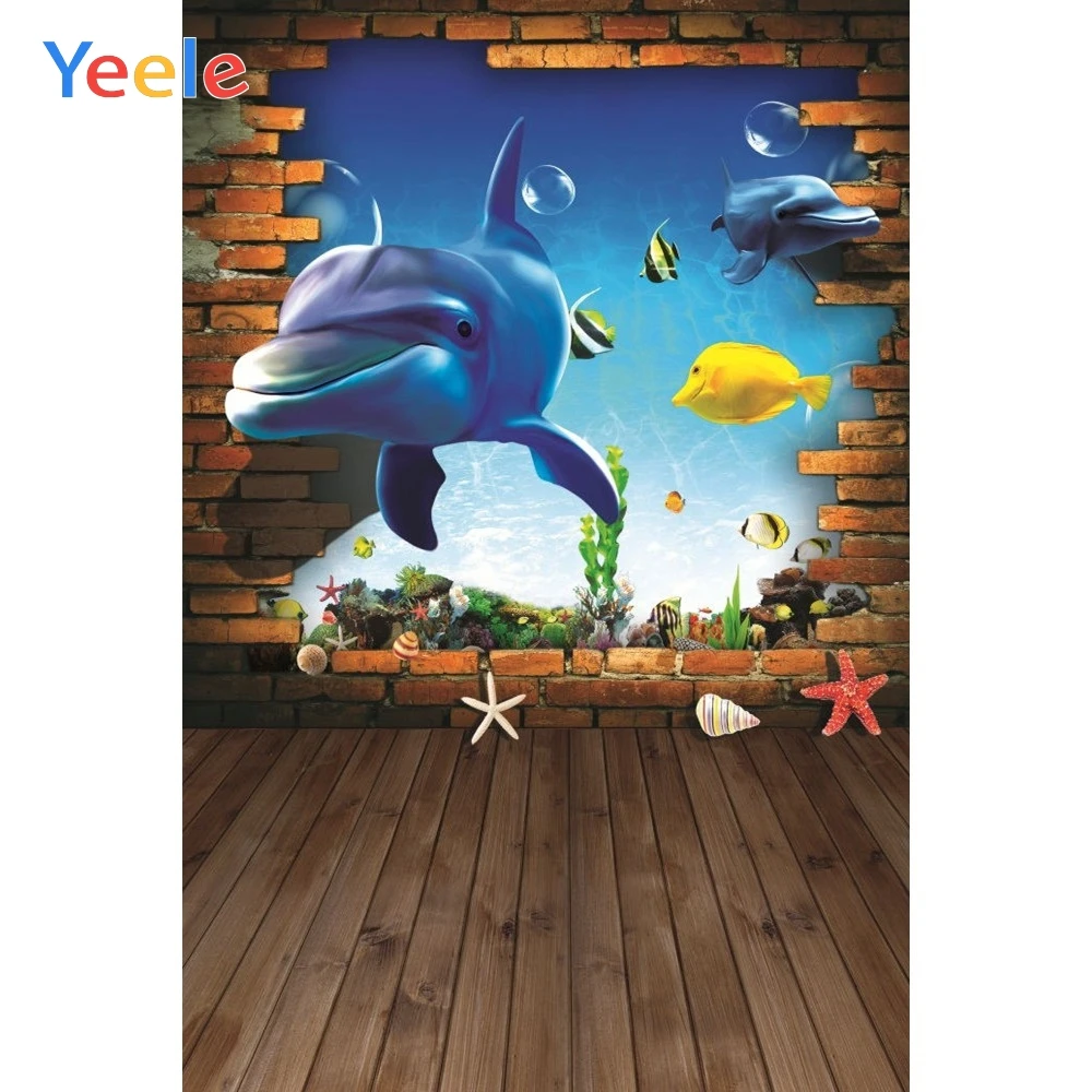 

Yeele Vinyl Shark Fish Wood Seaded Children Birthday Party Photography Background Baby Photographic Backdrop For Photo Studio