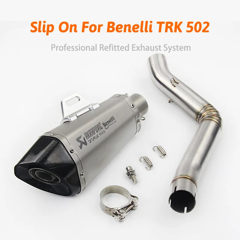 

TRK502 Motorcycle Full System Exhaust Mid Link Pipe Motorbike Laser Marking For Benelli Carbon Fiber Muffler For Benelli TRK 502