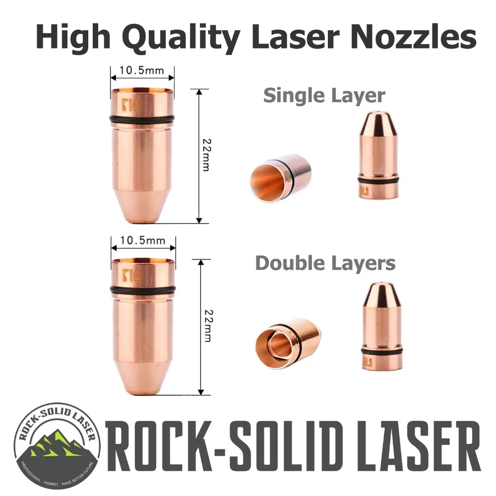 

Laser Nozzle Single/Double Layers 10.5mm*22mm Caliber 0.8-4.0 for Precitec/WSX Yag Fiber Laser Cutting Head Wholesale