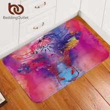 BeddingOutlet акварель бык ковер красочный коврик с коровами для двери красные, синие фиолетовый коврик для начинающих ходить, одежда коврик на открытом воздухе 50x80 см