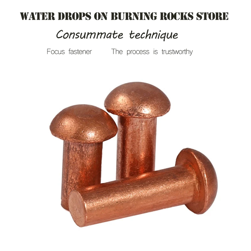 

Free shipping M8 M8*10/12/16/20/25 M8x10/12/16/20/25 GB867 DIN660 Copper Cap Half Round Pan Head Solid Rivet