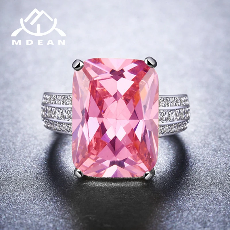 MDEAN White Gold Color Wedding Rings for Women Engagement Ring AAA Zircon Jewelry Fashion Bague Size 5 6 7 8 9 10 H721